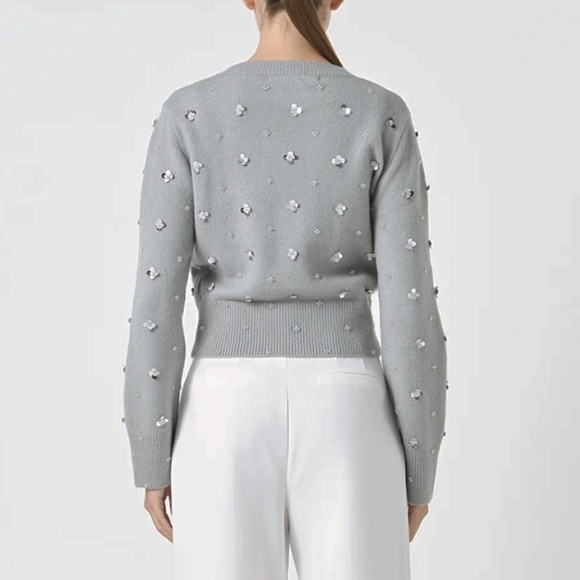 LAST CHANCE NWT Endless Rose Sequin Beaded Cardigan Grey XS - Picture 3 of 6